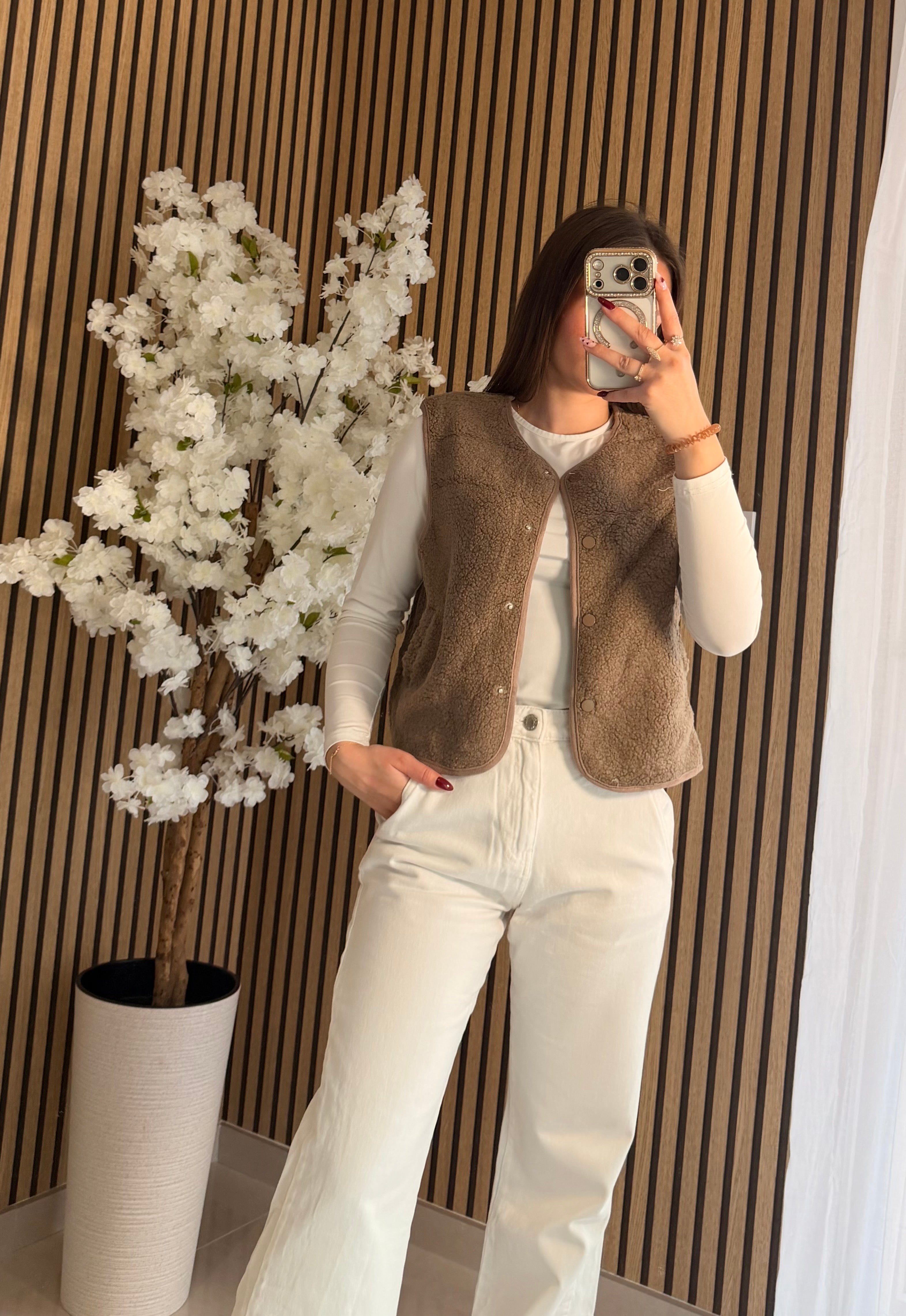 Gilet sans manche FLORA Taupe