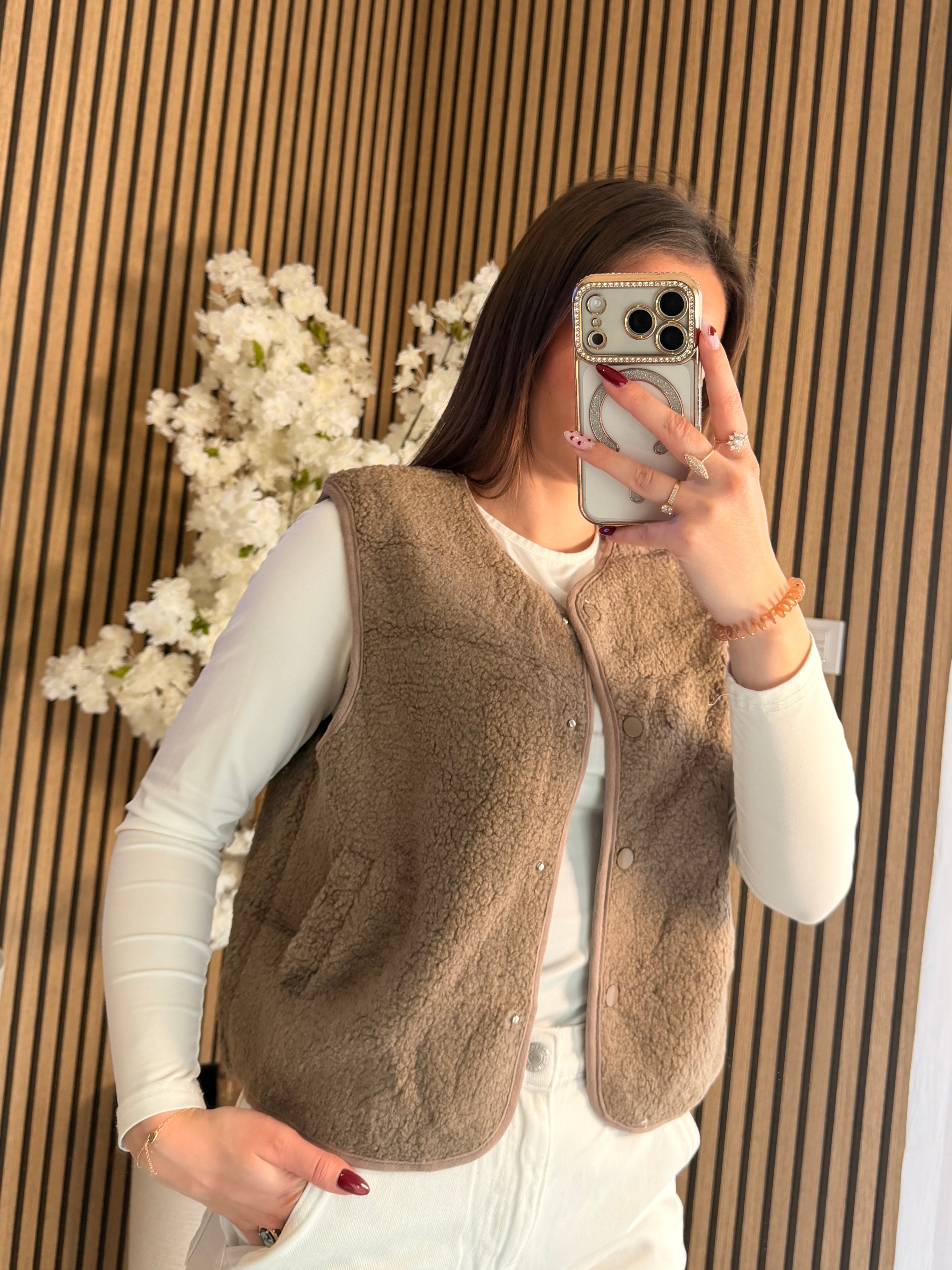 Gilet sans manche FLORA Taupe